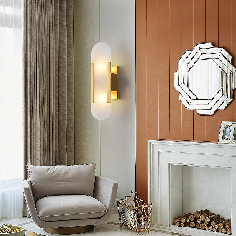 Afralia™ Marble Wall Light for Living Room Bedroom Study - Designer Elegant Lighting