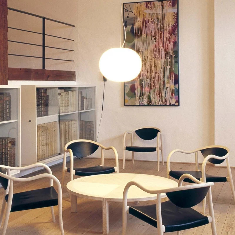 Afralia™ Milky Oval Glass Ball Chandelier Pendant Lamp for Shop Bar Cafe Restaurant