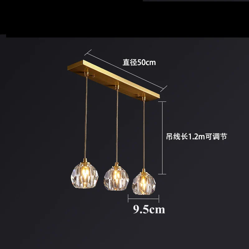 Afralia™ Diamond Crystal Copper LED Pendant Chandelier for Stylish Indoor Lighting.