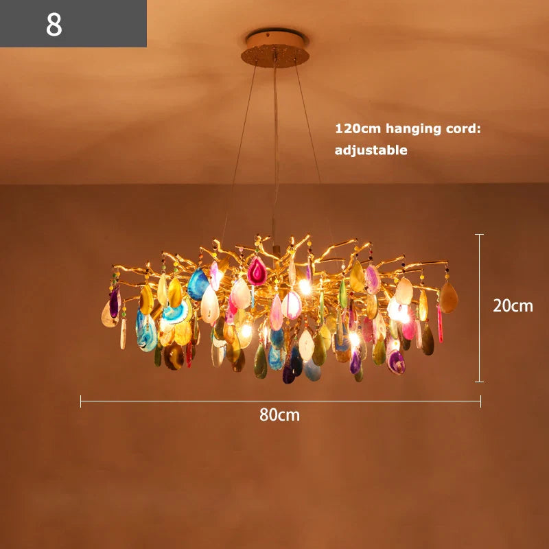 Afralia™ Agate Designer LED Chandelier for Dining & Foyer Room