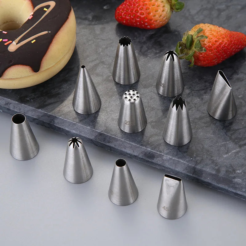 Afralia™ Stainless Steel Cake Decorating Nozzles - Kitchen Baking Gadget