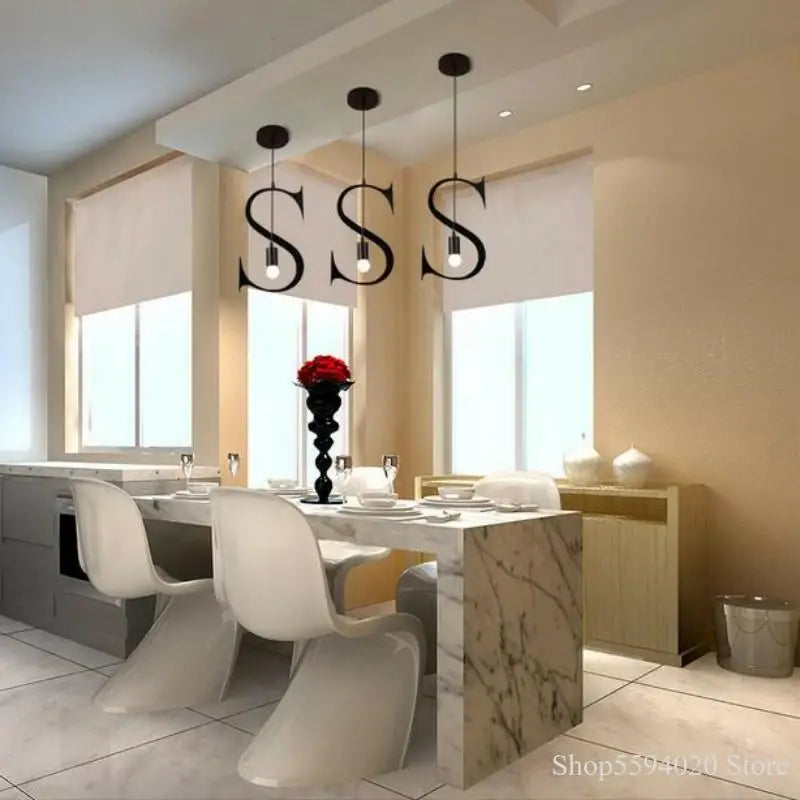 Afralia™ New Letters Chandeliers: Vintage LED E27 Light Fixture for Bedroom Decoration