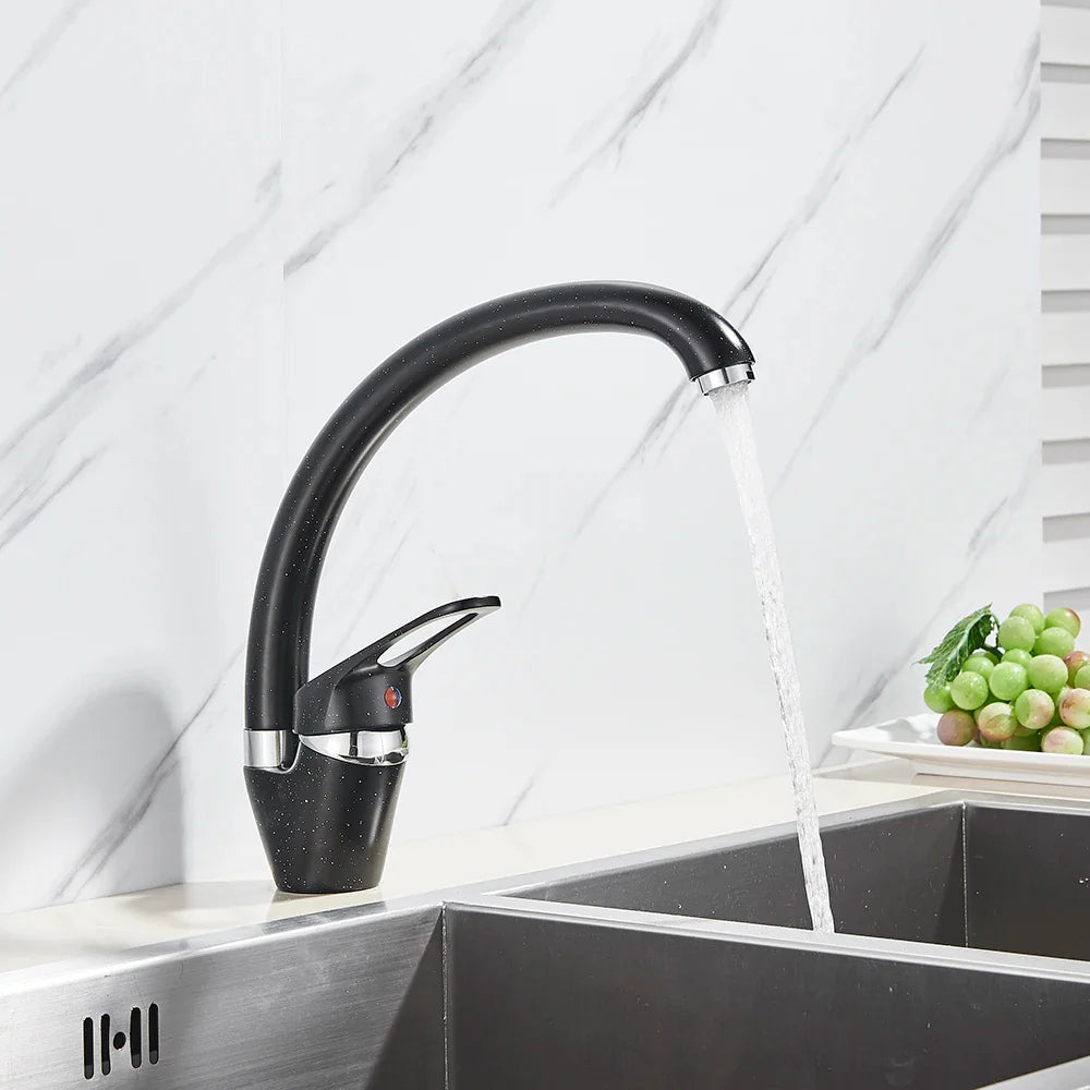 Afralia™ Brass Black Kitchen Sink Faucet Single Handle Swivel Spout Mixer Tap