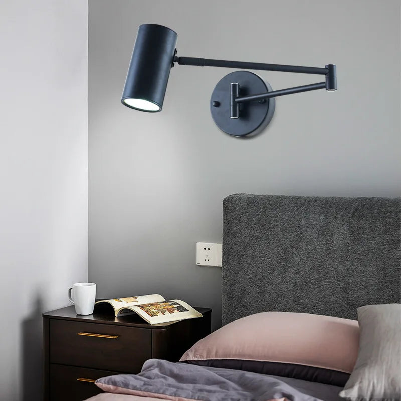 Afralia™ Long Double-Arm Swing Wall Lights for Bedroom and Study - Nordic Adjustable Sconce Lighting