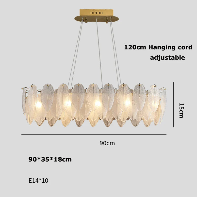 Afralia™ White Glass Goose Feather Chandelier: LED Art Deco Postmodern Designer Lighting
