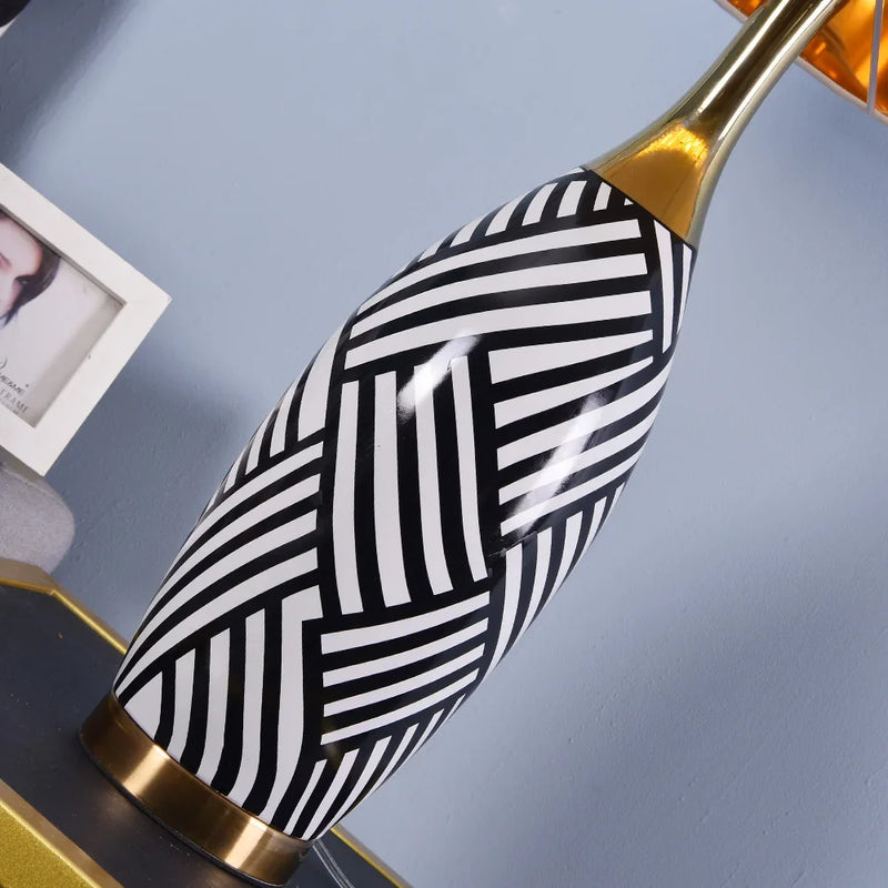 Afralia™ Zebra Stripes Ceramic Table Lamps - Stylish Lighting for Home Decor - E27 Bulb