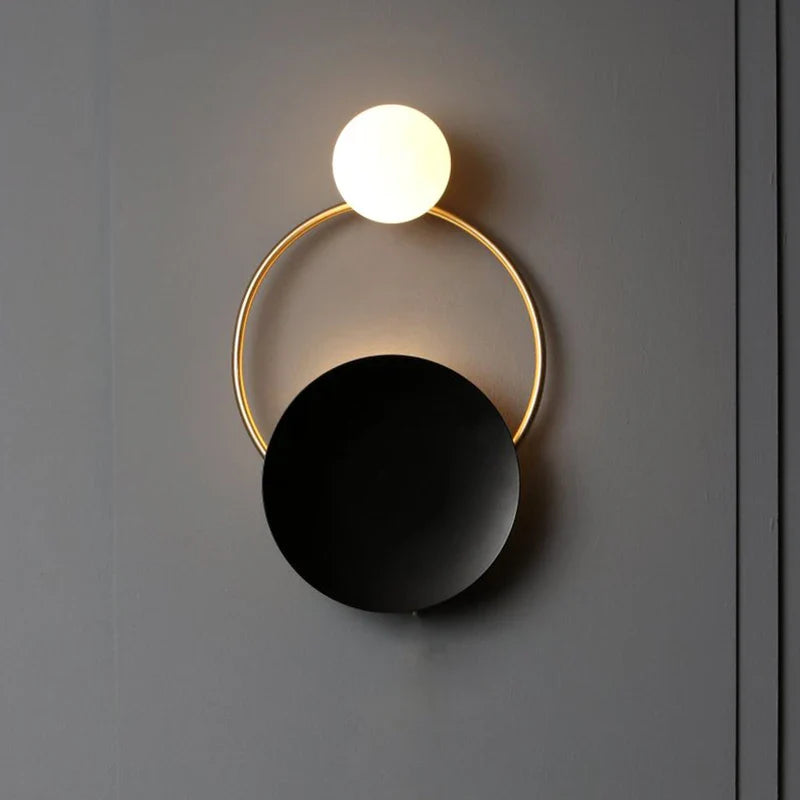 Afralia™ Golden Ring Sconce Lights Fixture for Bedroom Living Room Hallway Decor