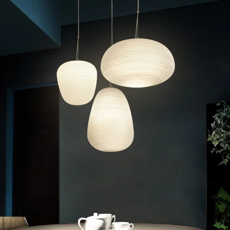 Afralia™ Milky White Glass Pendant Lamp for Bedroom and Dining Room Lighting