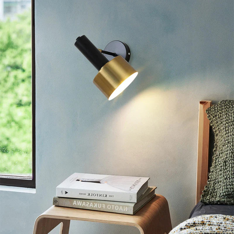 Afralia™ Modern Black Gold Adjustable Wall Lamp Sconce for Indoor Reading E27