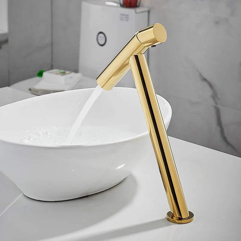 Afralia™ Gold Basin Faucet Single Handle Deck Vintage Wash Hot Cold Mixer Tap