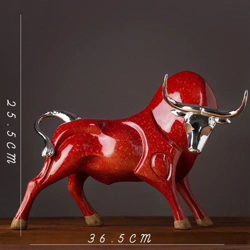 Afralia™ Bull Sculpture Resin Animal Statue Home Decor Craft Figurine