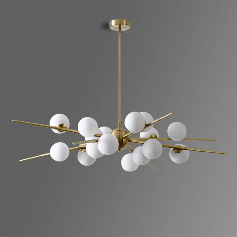 Afralia™ Modern Glass Ball LED Chandelier Gold/Black Pendant Lamp for Living & Dining Spaces