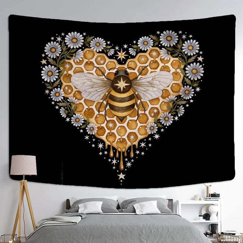 Afralia™ Bee Daisy Wall Hanging: Bohemian Hippie Witchcraft Plant Dorm Decor