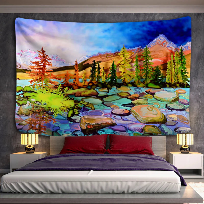 Afralia™ Mandala Pattern Tapestry Wall Hanging Blanket Livingroom Decor Art