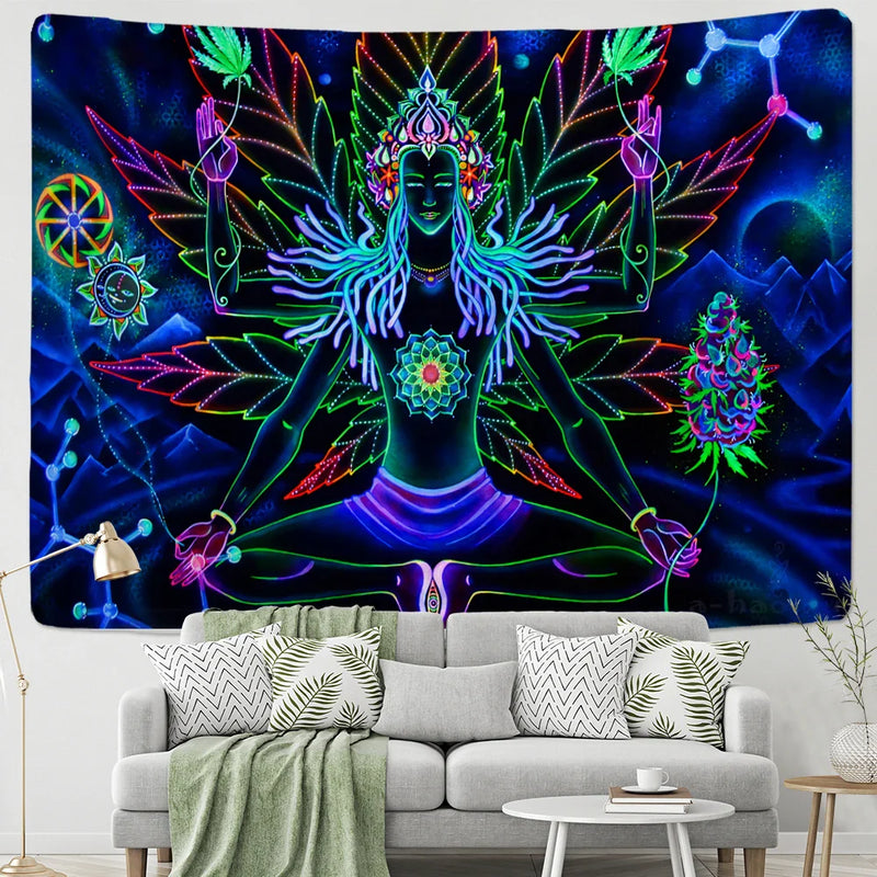 Afralia™ Seven Chakra Meditator Tapestry Wall Hanging for Boho Decor