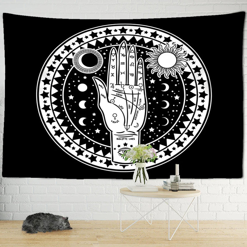 Afralia™ Black Cat Psychedelic Tapestry Wall Hanging for Home Decor