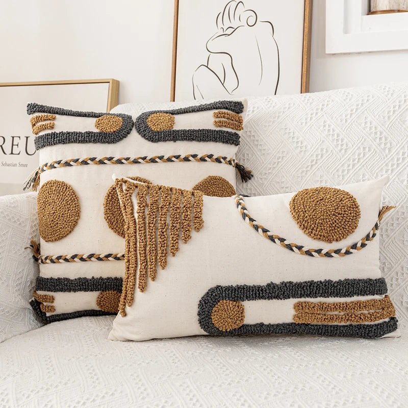 Afralia™ Loop Tufted Cotton Cushion Cover for Boho Home Decor