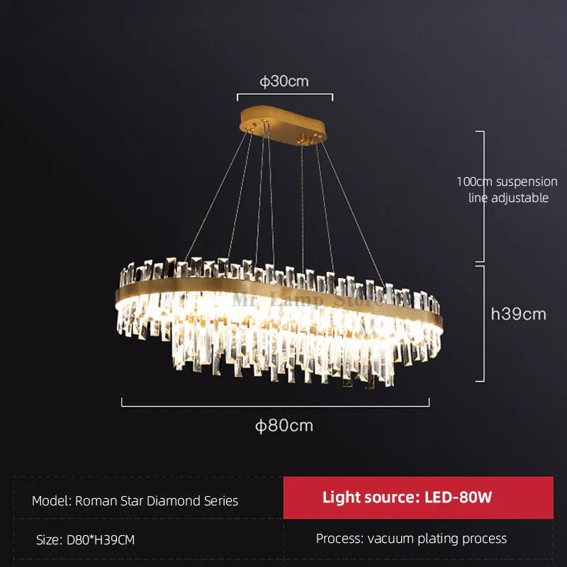 Afralia™ Circular Double-layer Crystal Chandelier for Living Room Dining Room Led Pendant