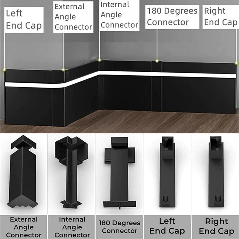 Afralia™ LED Skirting Line Aluminum Profile Baseboard for Backlight Strip Lights