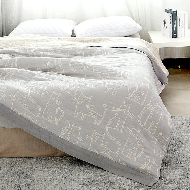 Afralia™ Japanese Summer Cotton Bamboo Blanket - High Quality Bedspread