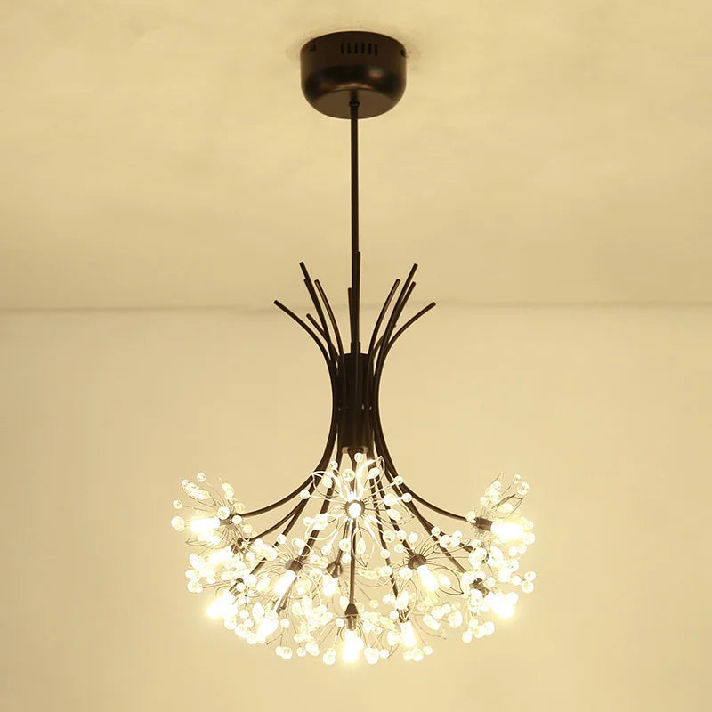 Afralia™ Crystal Bouquet Pendant Light Chandelier in Black and Gold