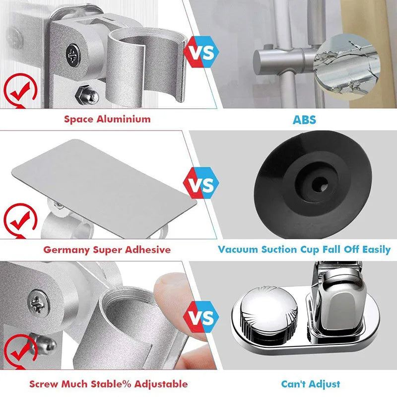 Afralia™ Aluminum Showerhead Holder: Adjustable & Traceless Bathroom Accessory