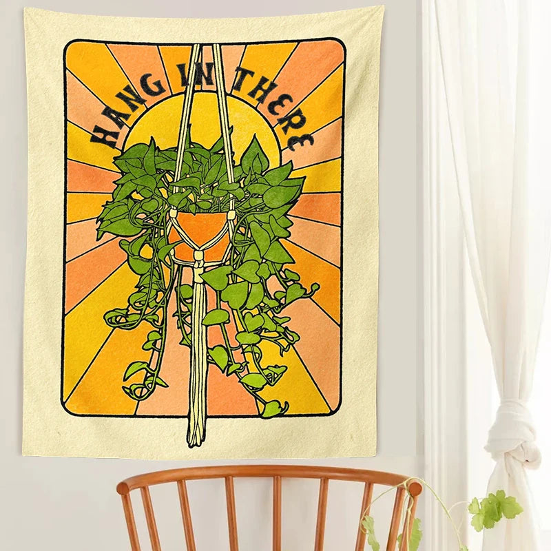 Afralia™ Botanical Tapestry Wall Hanging for 70s Aesthetic Home Decor