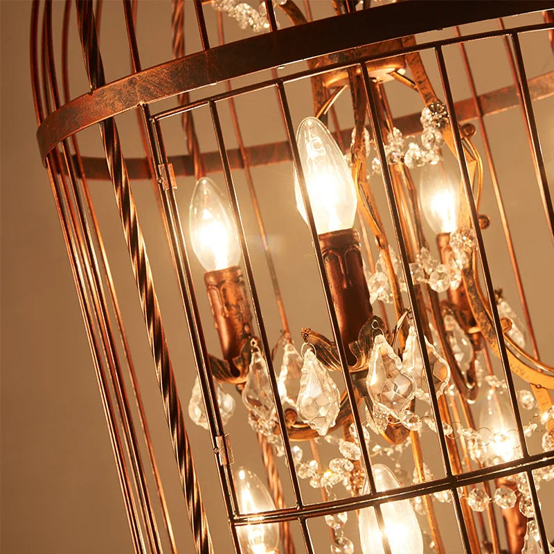 Afralia™ Crystal Bird Cage Chandelier: Elegant Ceiling Light for Home, Restaurant, and Bar