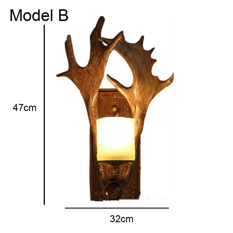 Afralia™ Deer Horn Resin Wall Lamp with Warm White LED Light