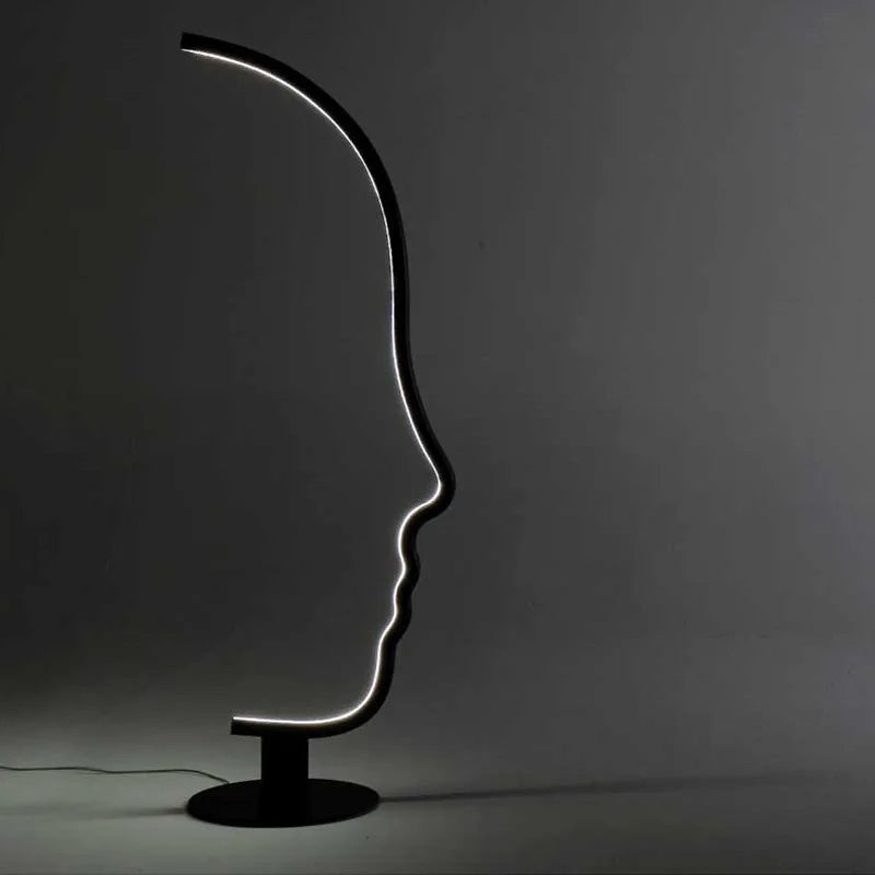 Afralia™ Black Nordic Human Face LED Floor Lamp: Adjustable Indoor Lighting for Living Room