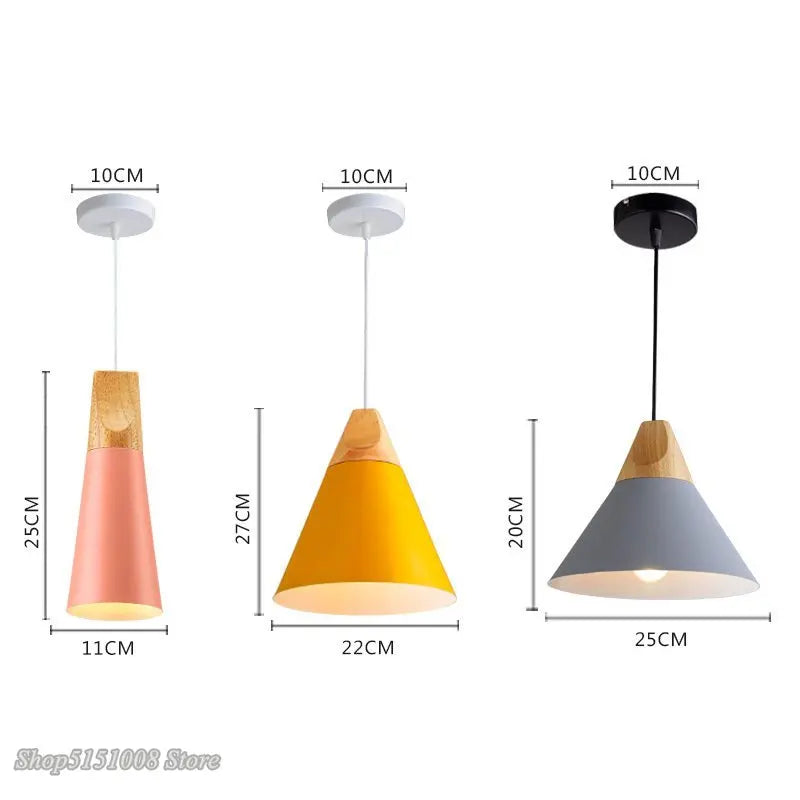 Nordic Wood Pendant Light Colorful Modern Restaurant Kitchen Bedroom Hanglamp Afralia™