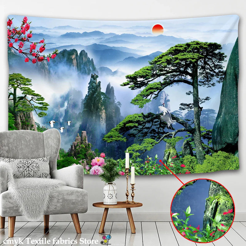 Forest Waterfall Tapestry Wall Hanging: Afralia™ Rainbow Landscape Table Mat Home Decor