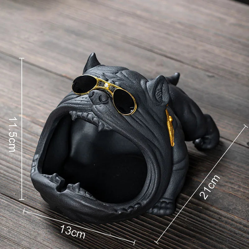 French Bulldog Ceramic Ashtray - Afralia™ Brand Office Desk Décor & Gift for Boyfriend