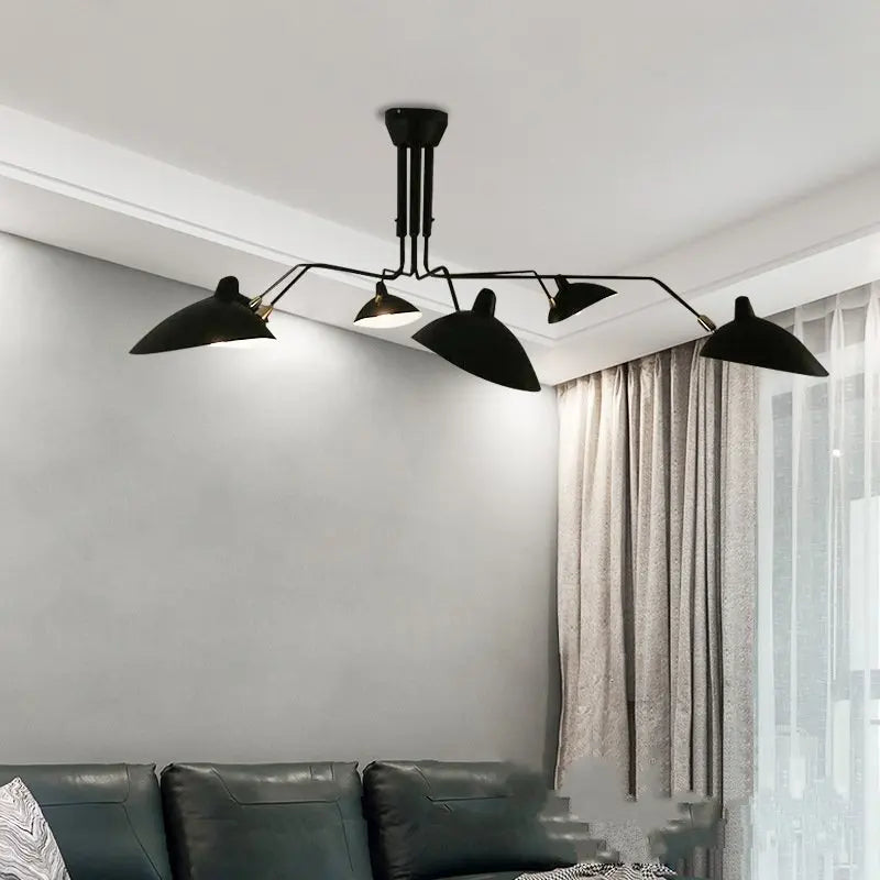 Afralia™ Black Swing Arm Chandelier | Loft Industrial Adjustable Lighting Fixture