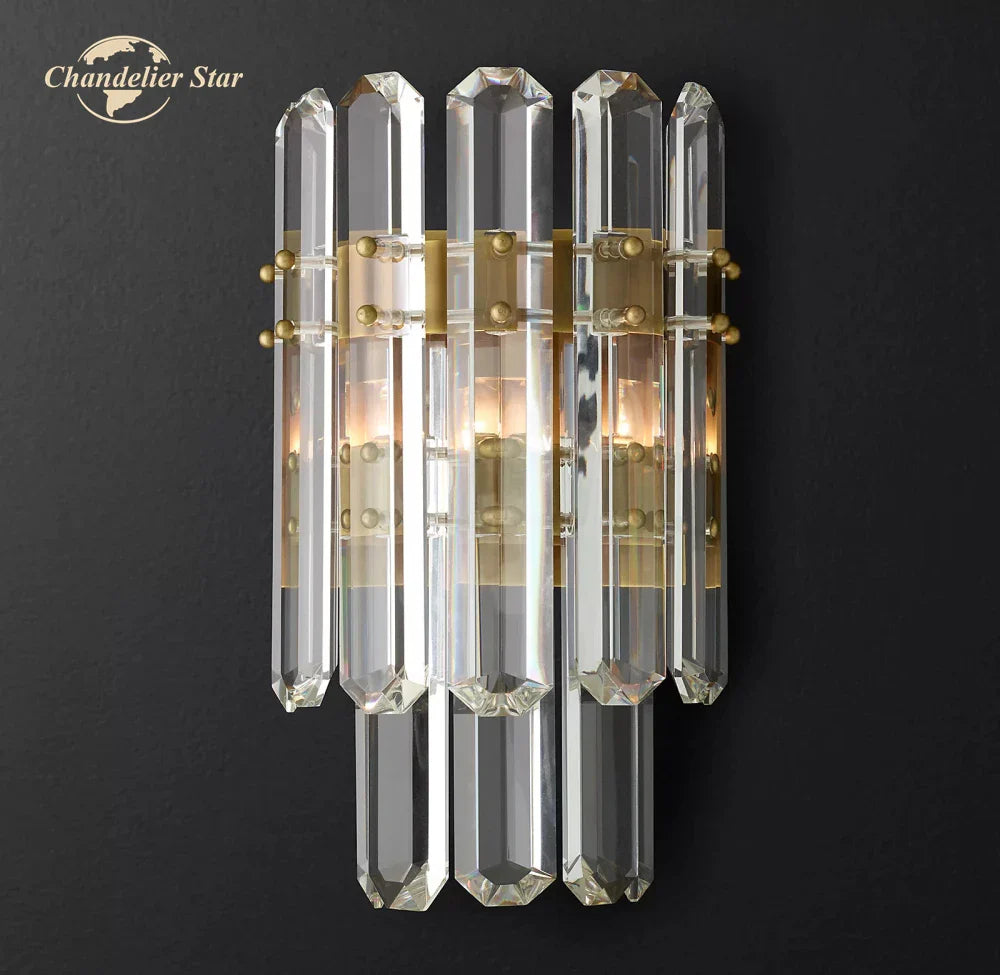 Afralia™ Crystal LED Wall Sconce Two Tiers Indoor Lighting for Bathroom Bedroom