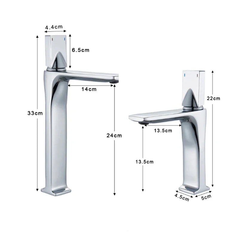 Afralia™ Chrome Bathroom Basin Faucets | Tall & Short Sink Mixer Taps | Hot Cold Water