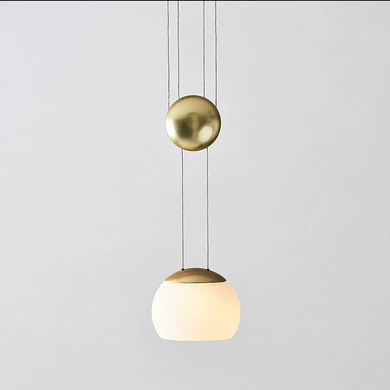 Afralia™ JOJO Modern LED Glass Pendant Lamp, Adjustable Height, Gold Nightstand Light