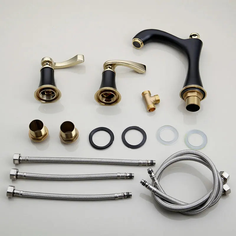 Afralia™ Matte Black Bathroom Faucet Set with 2 Handles for Bathtub and Basin