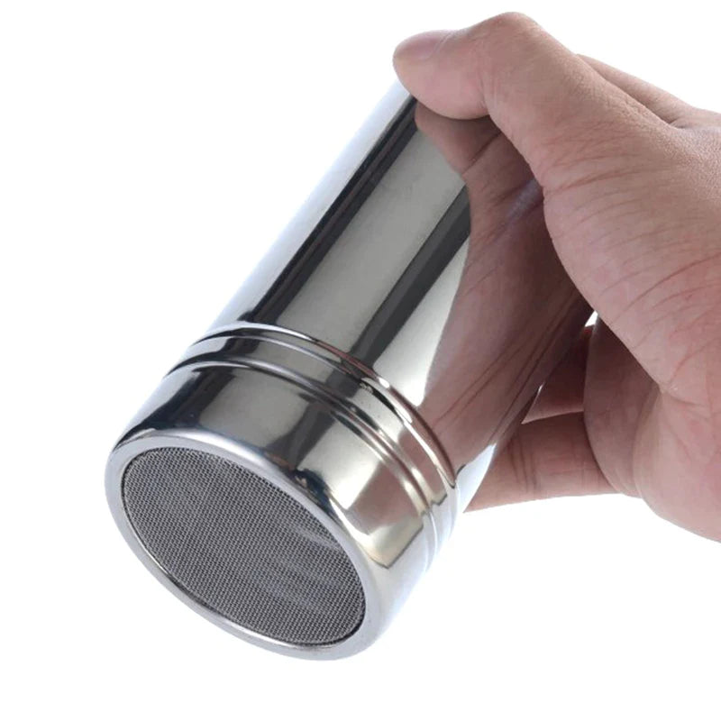 Afralia™ Stainless Steel Powder Shaker for Coffee Cocoa Powder with Lid