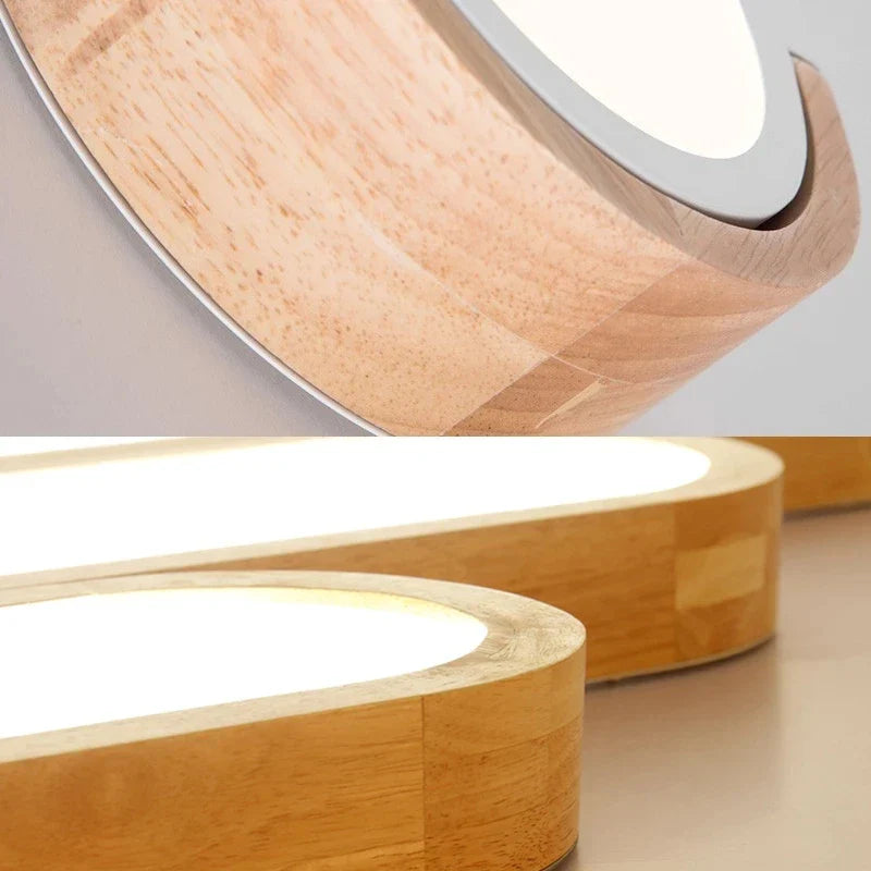 Afralia™ Wood LED Ceiling Lamp for Home Decor - Remote Control Panels for Living Room