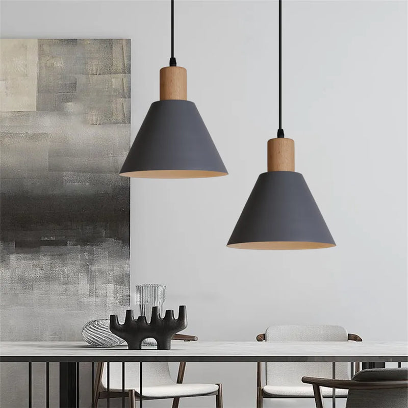 Afralia™ Industrial Gray Pendant Light with LED for Living Room, Foyer - Modern Luminaire