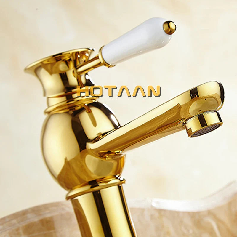 Afralia™ Gold Basin Faucet with Ceramic Mixer Tap for Bathroom
