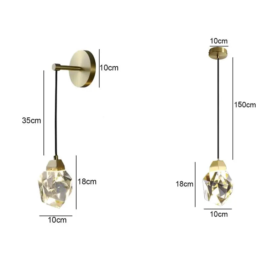 Afralia™ Crystal Copper LED Wall Lamp for Bedroom and Stairs
