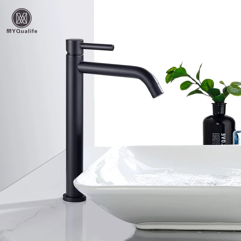 Afralia™ Black Deck Mounted Basin Mixer Tap | Hot Cold Water Faucet for Bathroom Basin