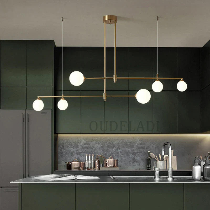 Afralia™ Glass Ball Chandelier LED Light Fixture for Dining Room Bedroom Kitchen Island