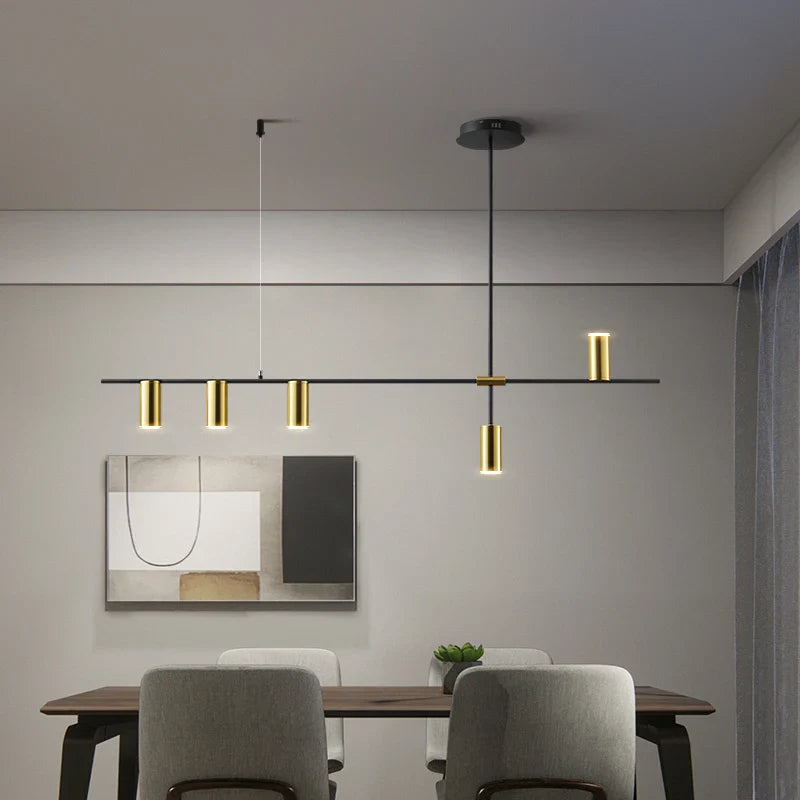 Afralia™ Modern Gold Tube Chandelier: Minimalist Design for Dinning, Bedroom & Home