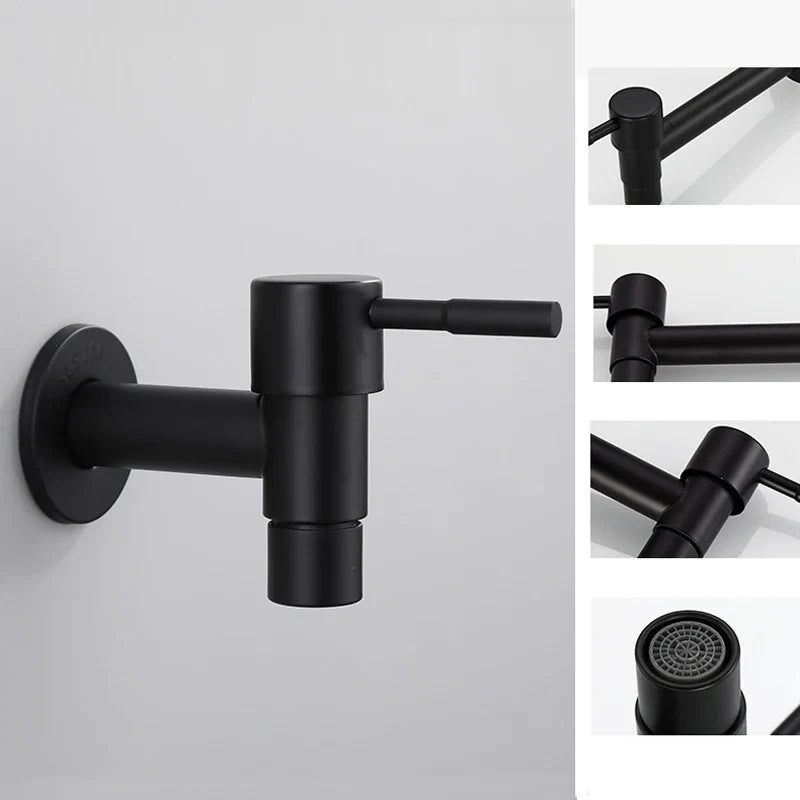 Afralia™ Stainless Steel Wall Mount Faucet Water Saving Garden Mop Taps