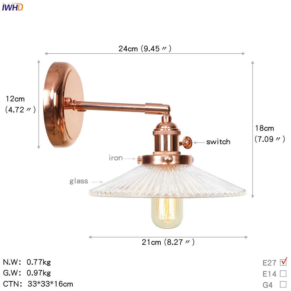 Afralia™ White Ceramic LED Wall Sconce Switch Rose Gold Bedroom Stair Mirror Light