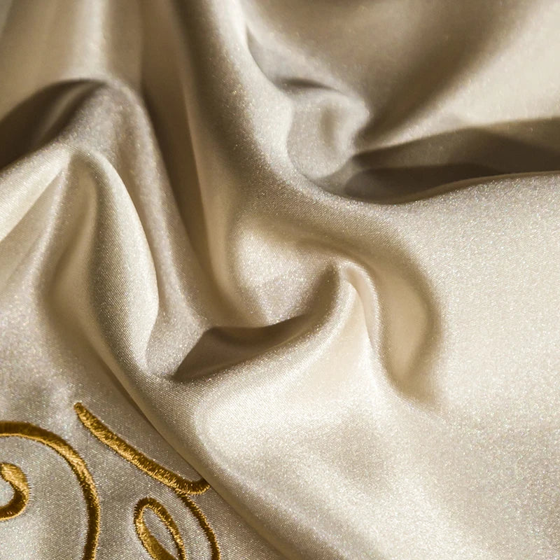 Luxury Brocade & Egyptian Cotton Embroidery Bedding Set by Afralia™ - Queen/King Size