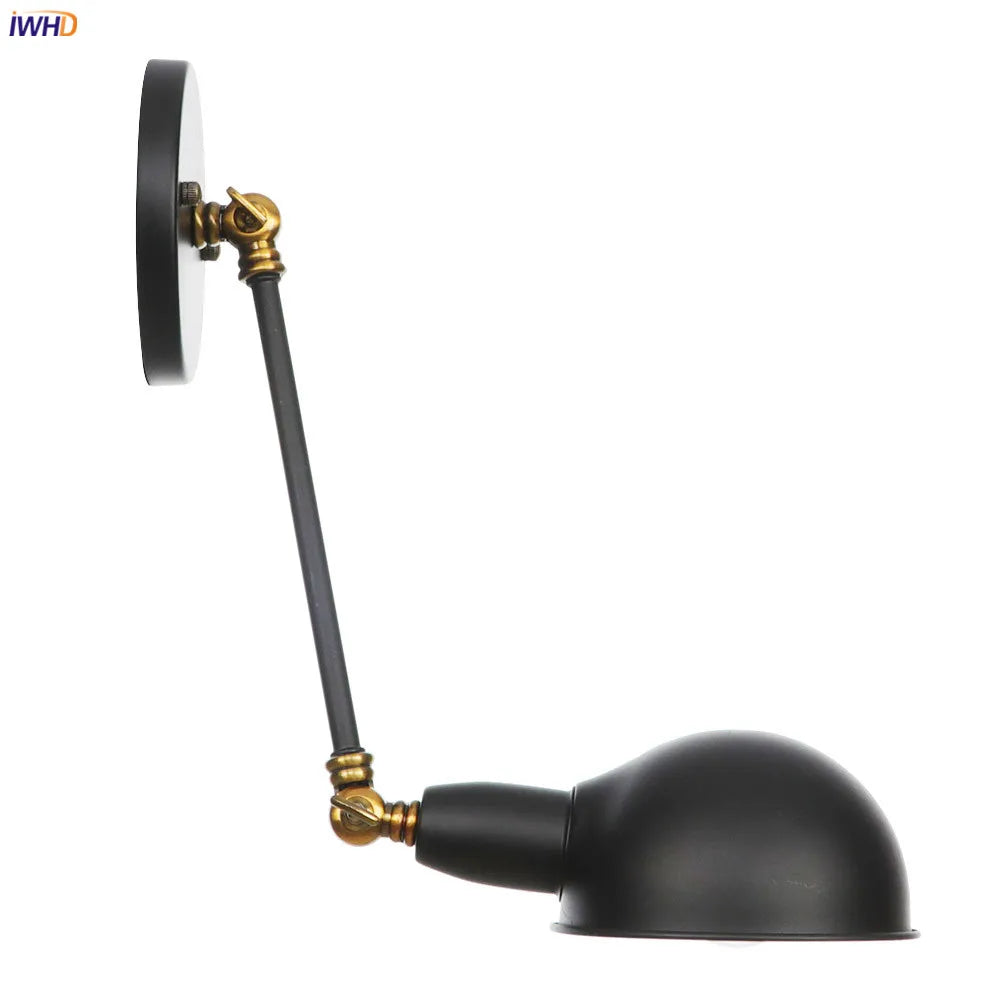 Afralia™ Long Arm Black Wall Light Retro Industrial Vintage LED Wall Lamp
